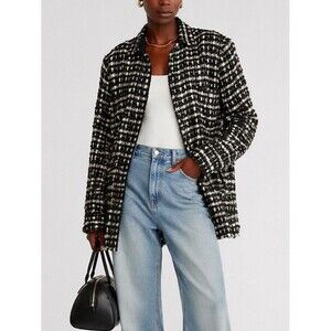 IRO NWT Leopold Jacket Womens 4 Mixed Grey Tweed Button Front Relaxed Chic Layer